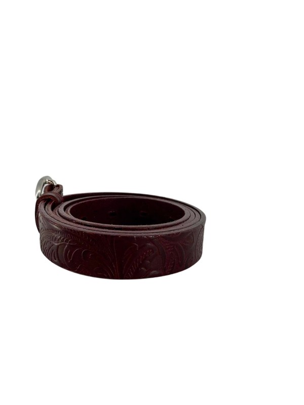 Leather Handmade Belt Thin in Bordeaux Color