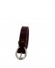 Leather Handmade Belt Thin in Bordeaux Color