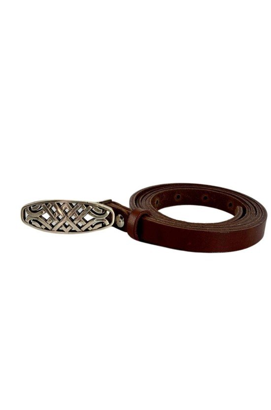 Handmade Leather Belt In Brown Color Very Thin