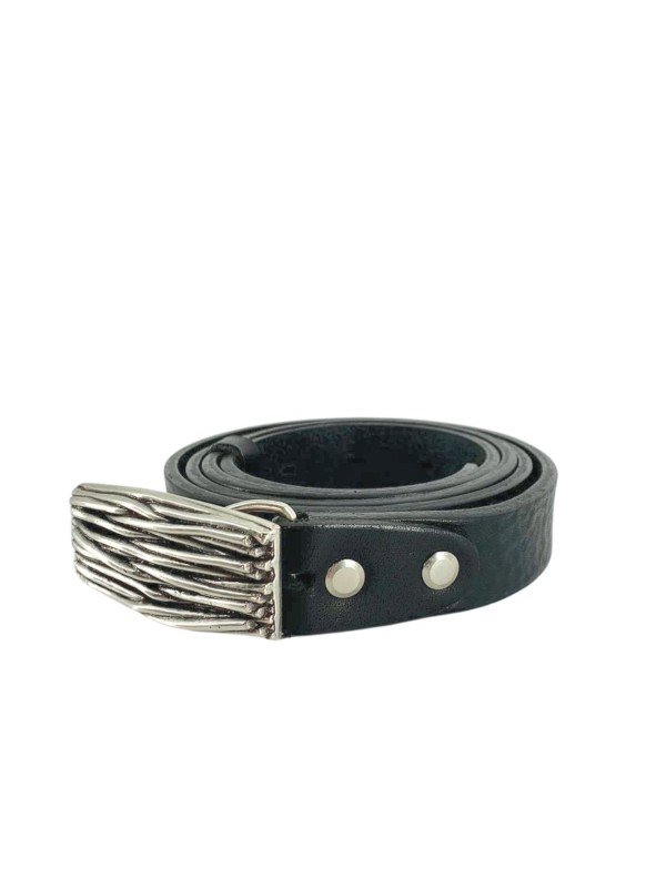 Δερμάτινη Χειροποίητη Λεπτή Ζώνη Σε Μαύρο Χρώμα