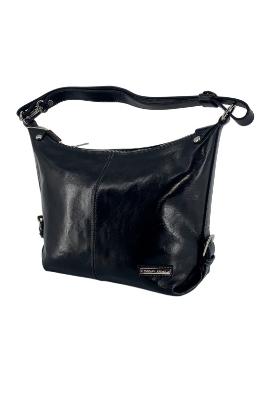 Italian Leather Handmade Black Shoulder Bag En
