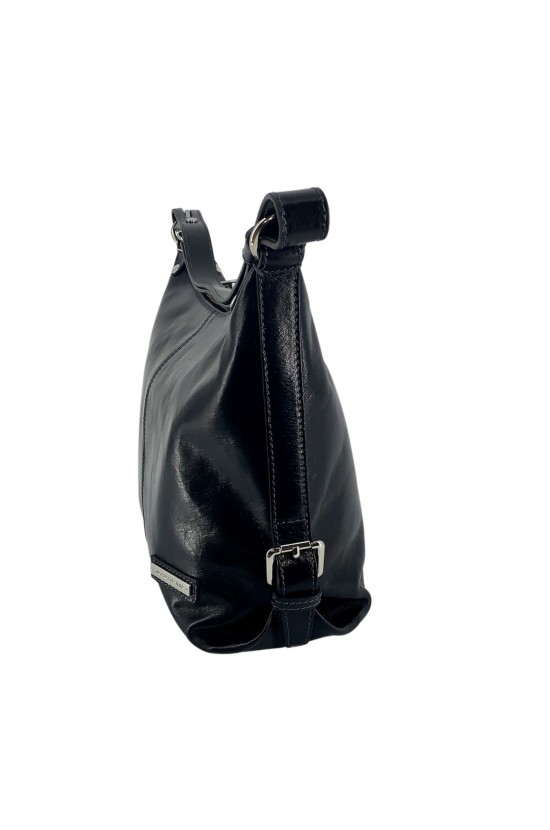 Italian Leather Handmade Black Shoulder Bag En