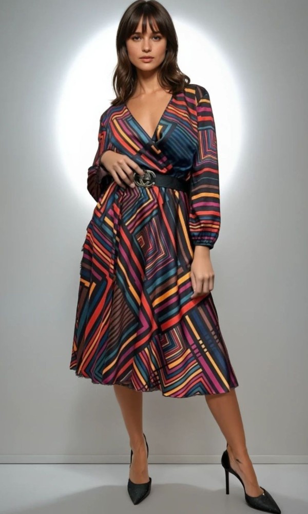 Φόρεμα Ριγέ Black-Red