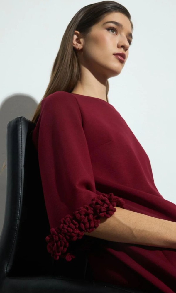 Bordeaux Dress with Decorative Sleeves Bordeaux Dress with Decorative Sleeves