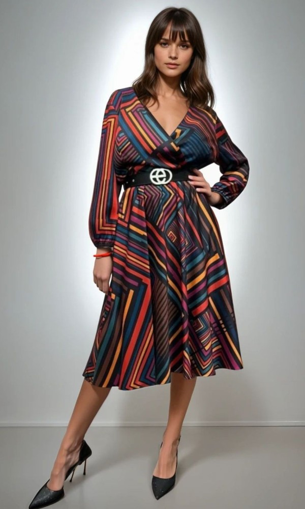 Φόρεμα Ριγέ Black-Red