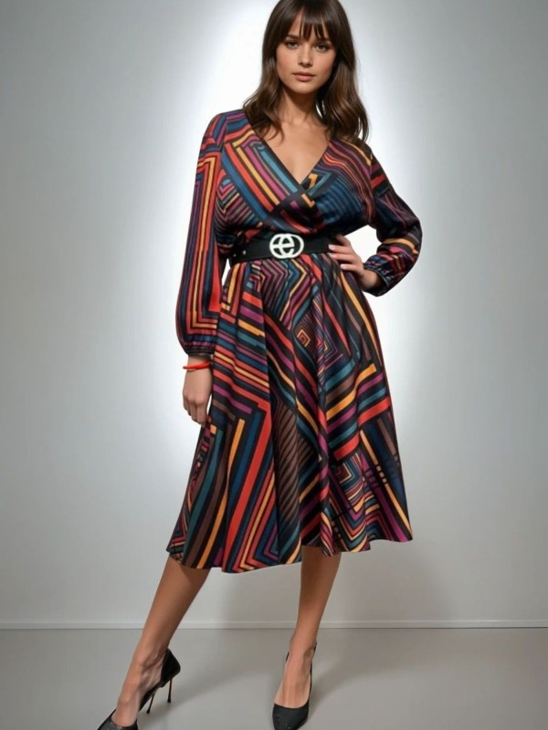 Dress Striped dress Black-Red