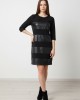 Black Dress With Leatherette and 3/4 Sleeves Black Dress With Leatherette and 3/4 Sleeves
