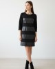 Black Dress With Leatherette and 3/4 Sleeves Black Dress With Leatherette and 3/4 Sleeves