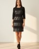 Black Dress With Leatherette and 3/4 Sleeves Black Dress With Leatherette and 3/4 Sleeves
