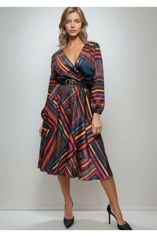 Φόρεμα Ριγέ Black-Red Φόρεμα Ριγέ Black-Red