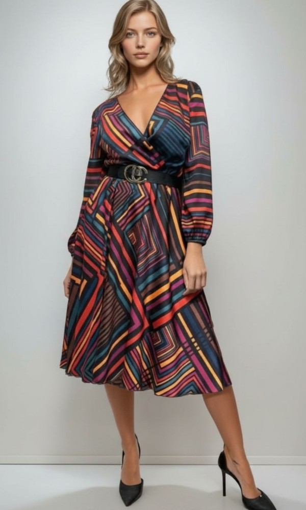 Φόρεμα Ριγέ Black-Red