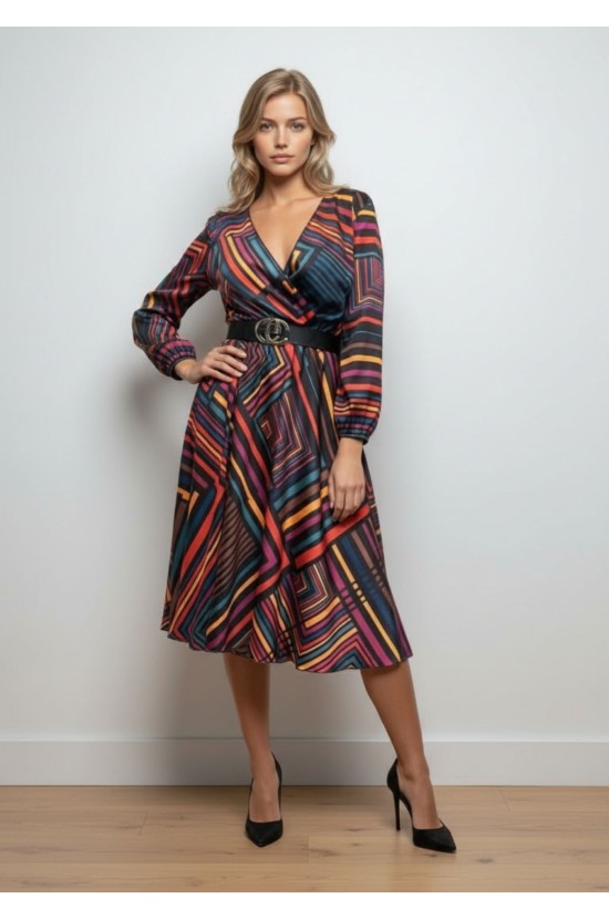 Φόρεμα Ριγέ Black-Red Φόρεμα Ριγέ Black-Red