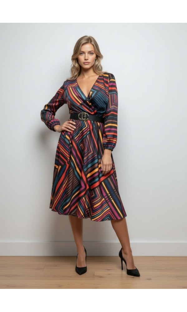 Φόρεμα Ριγέ Black-Red