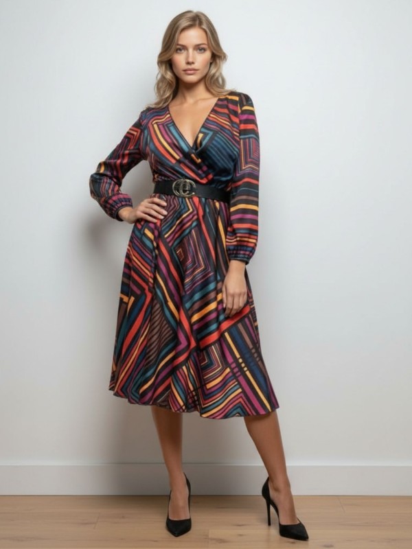 Φόρεμα Ριγέ Black-Red