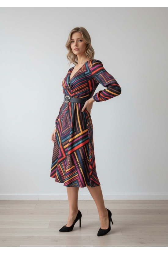 Φόρεμα Ριγέ Black-Red Φόρεμα Ριγέ Black-Red