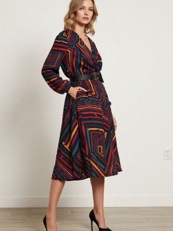 Φόρεμα Ριγέ Black-Red