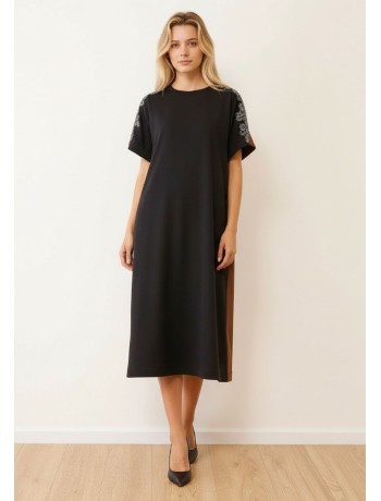 Φόρεμα Colorblock με Κεντητές Λεπτομέρειες