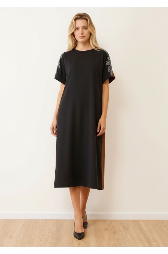 Φόρεμα Colorblock με Κεντητές Λεπτομέρειες