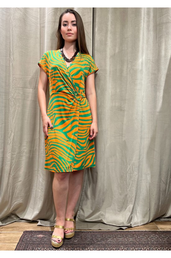 Dress Short Green- Orange