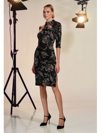 Φόρεμα Μαύρο Εμπριμέ