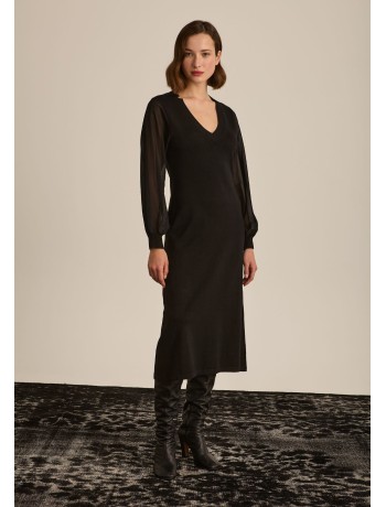 Φόρεμα Πλεκτό Μαύρο Με Διαφάνεια