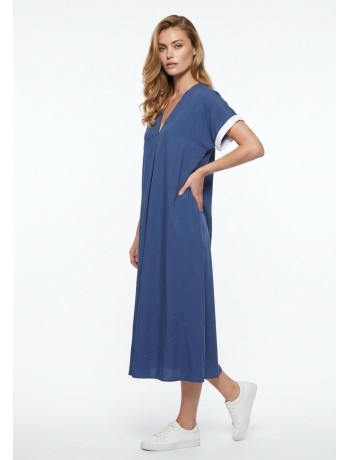 Maxi Φόρεμα Με V Σε Denim Blue