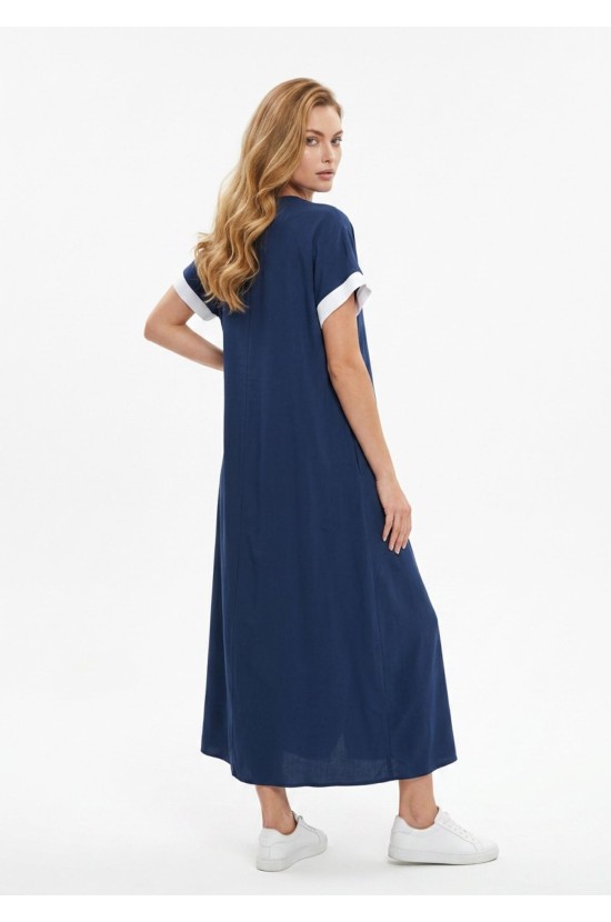 Maxi Φόρεμα Με V Σε Denim Blue Maxi Φόρεμα Με V Σε Denim Blue