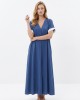 Maxi Φόρεμα Με V Σε Denim Blue Maxi Φόρεμα Με V Σε Denim Blue