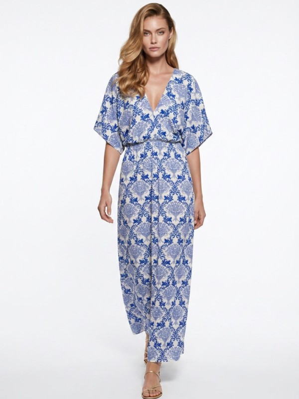 Maxi Dress With Blue Print
