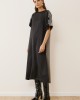 Midi Colorblock Dress with Embroidered Details