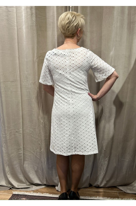 White Dress With Perforated Design