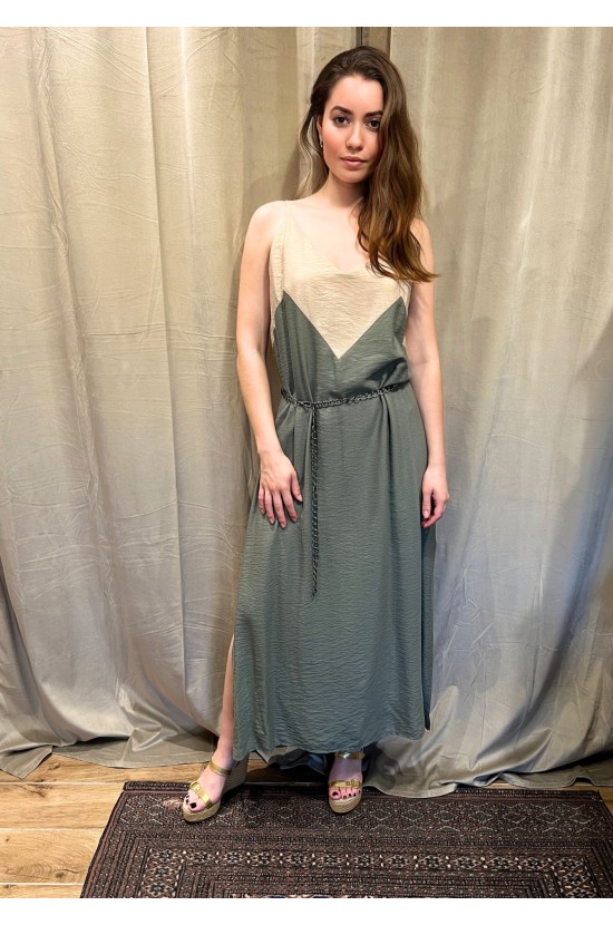 Dress Beige-Olive green