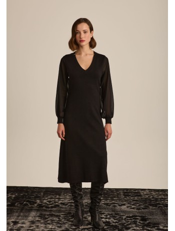 Φόρεμα Πλεκτό Μαύρο Με Διαφάνεια