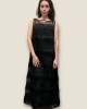 Φόρεμα Μαύρο Μακρύ Με Κρόσσια Και Διαφάνεια