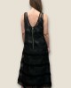 Black long dress with fringes and transparency