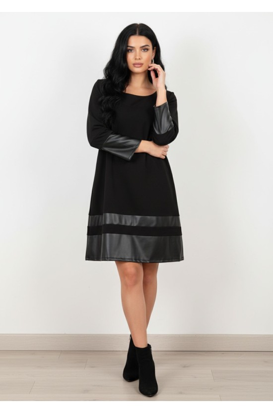 Black Dress With Leather Details