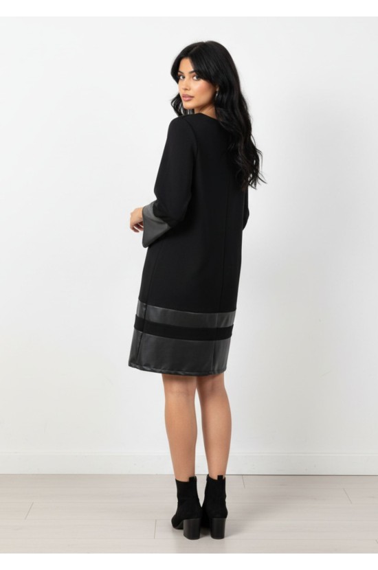 Black Dress With Leather Details
