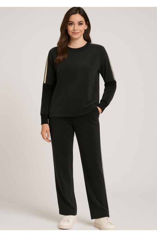 Velvet Sweatshirt with Stripes