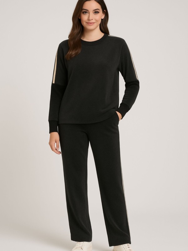 Velvet Sweatshirt with Stripes