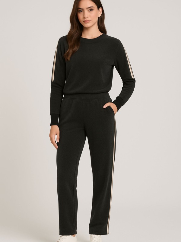 Velvet Sweatshirt with Stripes