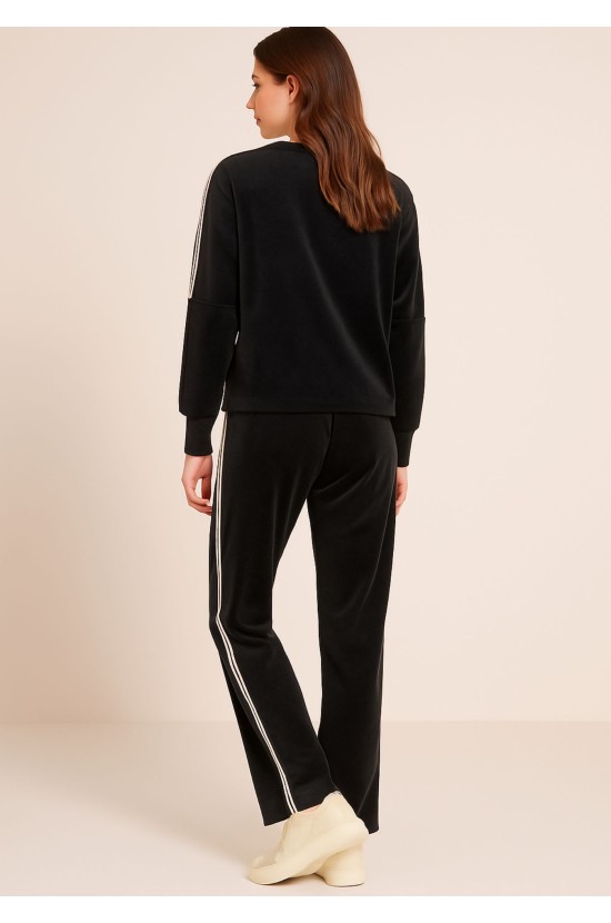 Velvet Sweatshirt with Stripes