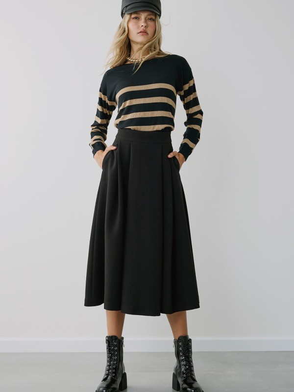 Φούστα Ψηλόμεση Μαύρη Με Πιέτες