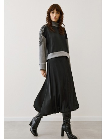 Black Satin Balloon Skirt