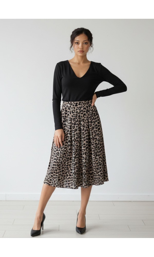 Midi Φούστα Animal Print