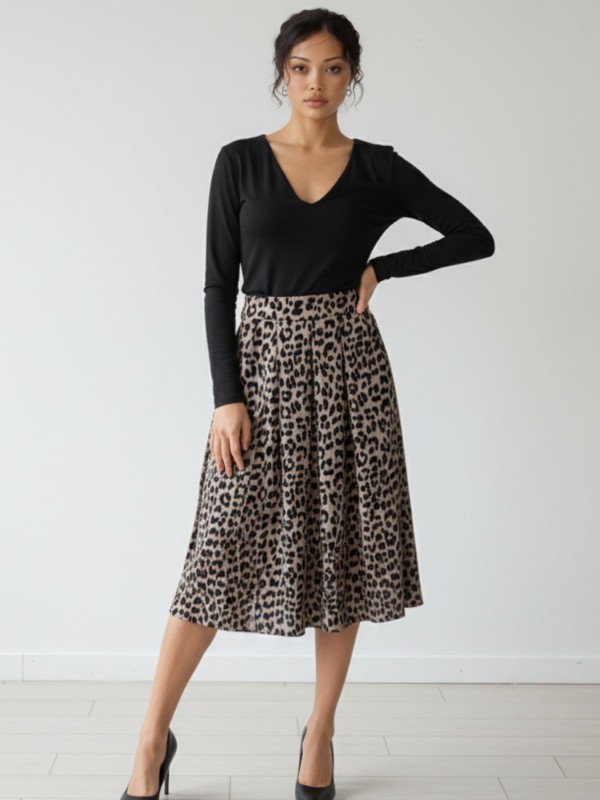 Midi Skirt Animal Print
