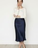 Midi Satin Μπλε Φούστα Midi Satin Μπλε Φούστα