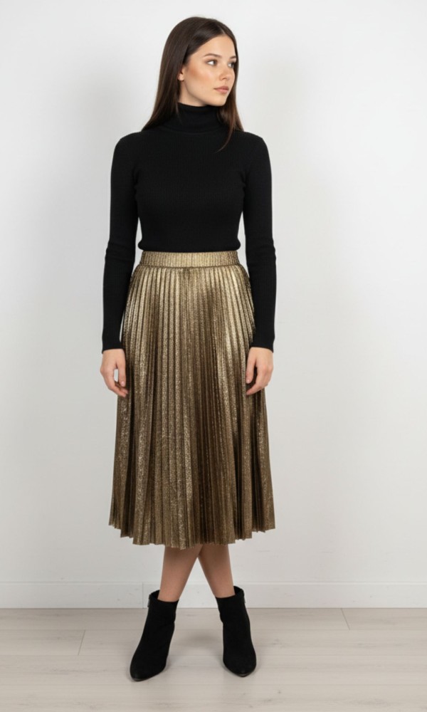 Φούστα Πλισέ Χρυσή 