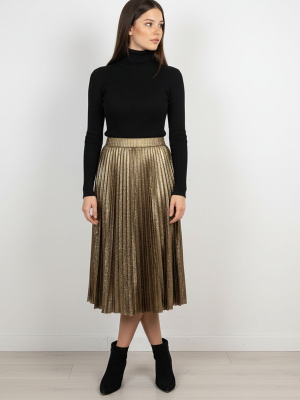 Φούστα Πλισέ Χρυσή 