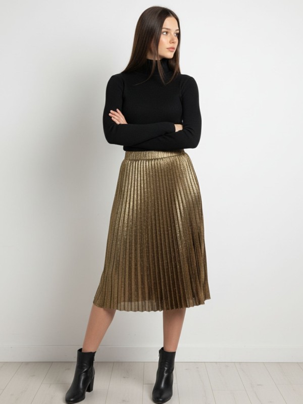 Φούστα Πλισέ Χρυσή 