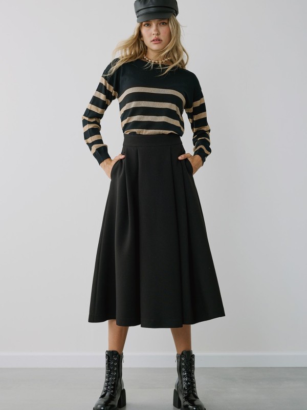 Φούστα Ψηλόμεση Μαύρη Με Πιέτες Φούστα Ψηλόμεση Μαύρη Με Πιέτες